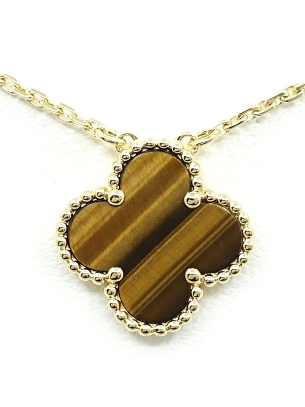 Van Cleef & Arpels 18k Yellow Gold Vintage Alhambra Necklace Tiger's